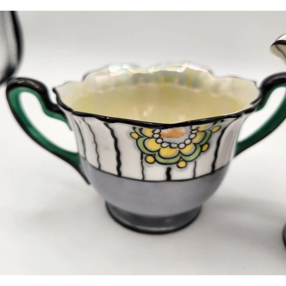 Noritake Sugar Creamer Set Floral  Era 1930-40 M Series Hand Painted Japan MCM